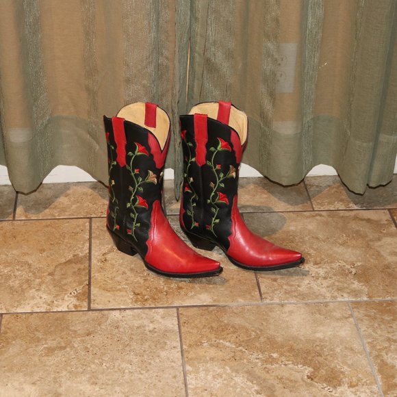 Hand Crafted Shoes - $FIRM Mexican Hand Made Leather Embroidered Cowboy Boots